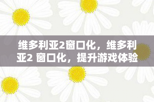 维多利亚2窗口化,维多利亚2 窗口化,提升游戏体验的实用技巧 维多利亚2窗口化,维多利亚2 窗口化,提升游戏体验的实用技巧