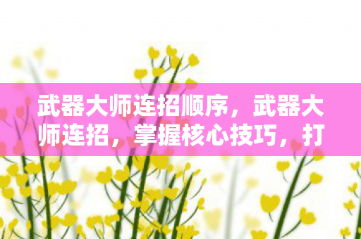 武器大师连招顺序，武器大师连招，掌握核心技巧，打造无敌战斗