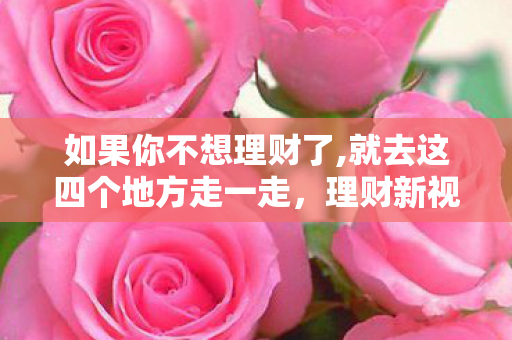 如果你不想理财了,就去这四个地方走一走,理财新视角,为何我不想理财成为新潮流? 如果你不想理财了,就去这四个地方走一走,理财新视角,为何我不想理财成为新潮流?