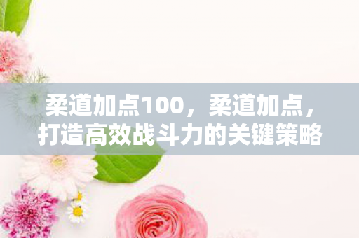 柔道加点100,柔道加点,打造高效战斗力的关键策略 柔道加点100,柔道加点,打造高效战斗力的关键策略