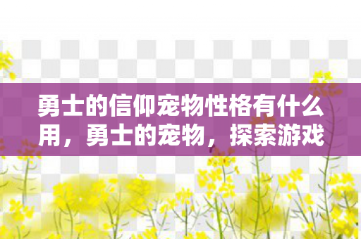 勇士的信仰宠物性格有什么用,勇士的宠物,探索游戏中的忠诚伙伴 勇士的信仰宠物性格有什么用,勇士的宠物,探索游戏中的忠诚伙伴