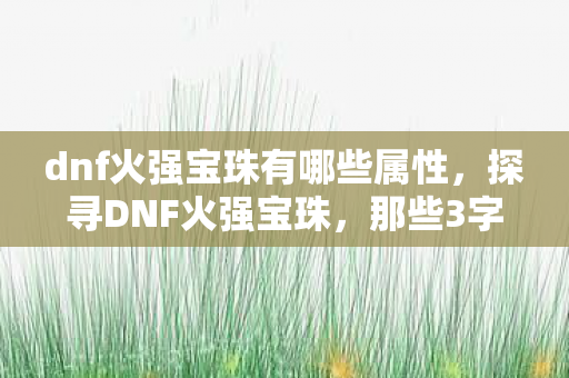 dnf火强宝珠有哪些属性，探寻DNF火强宝珠，那些3字以上的神秘存在