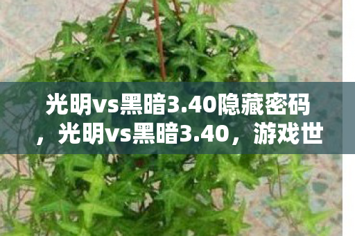 光明vs黑暗3.40隐藏密码,光明vs黑暗3.40,游戏世界的两极探索 光明vs黑暗3.40隐藏密码,光明vs黑暗3.40,游戏世界的两极探索