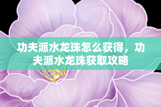 功夫派水龙珠怎么获得,功夫派水龙珠获取攻略 功夫派水龙珠怎么获得,功夫派水龙珠获取攻略