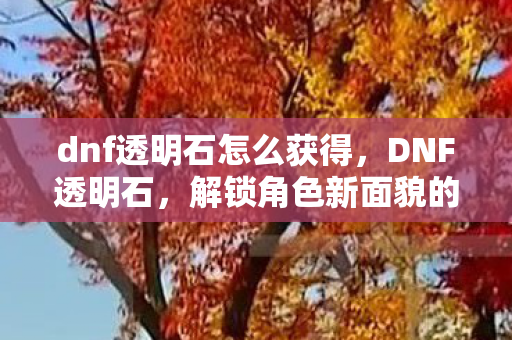 dnf透明石怎么获得,DNF透明石,解锁角色新面貌的神秘宝石 dnf透明石怎么获得,DNF透明石,解锁角色新面貌的神秘宝石