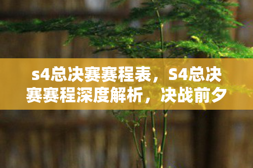 s4总决赛赛程表,S4总决赛赛程深度解析,决战前夕的紧张氛围 s4总决赛赛程表,S4总决赛赛程深度解析,决战前夕的紧张氛围