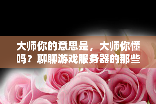 大师你的意思是,大师你懂吗?聊聊游戏服务器的那些事儿 大师你的意思是,大师你懂吗?聊聊游戏服务器的那些事儿
