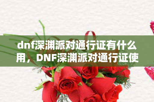 dnf深渊派对通行证有什么用，DNF深渊派对通行证使用指南