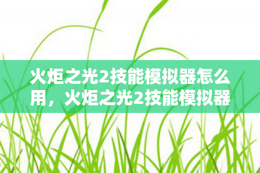 火炬之光2技能模拟器怎么用,火炬之光2技能模拟器,提升游戏技能,打造个性化角色 火炬之光2技能模拟器怎么用,火炬之光2技能模拟器,提升游戏技能,打造个性化角色
