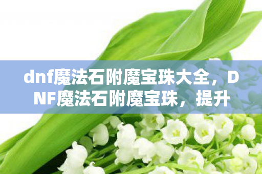 dnf魔法石附魔宝珠大全,DNF魔法石附魔宝珠,提升战斗力的关键 dnf魔法石附魔宝珠大全,DNF魔法石附魔宝珠,提升战斗力的关键