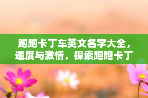 跑跑卡丁车英文名字大全，速度与激情，探索跑跑卡丁车的国际魅力