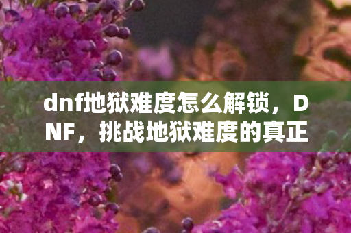dnf地狱难度怎么解锁,DNF,挑战地狱难度的真正意义 dnf地狱难度怎么解锁,DNF,挑战地狱难度的真正意义
