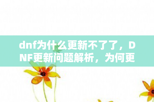 dnf为什么更新不了了，DNF更新问题解析，为何更新进程受阻