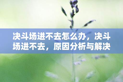 决斗场进不去怎么办,决斗场进不去,原因分析与解决方案 决斗场进不去怎么办,决斗场进不去,原因分析与解决方案