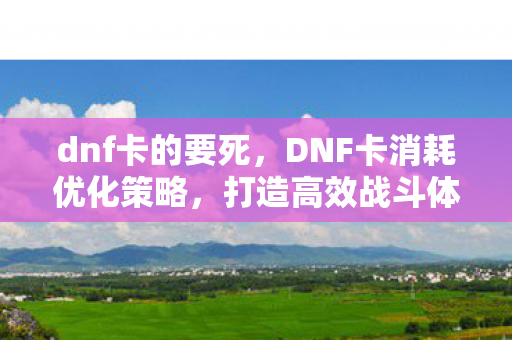 dnf卡的要死,DNF卡消耗优化策略,打造高效战斗体验 dnf卡的要死,DNF卡消耗优化策略,打造高效战斗体验