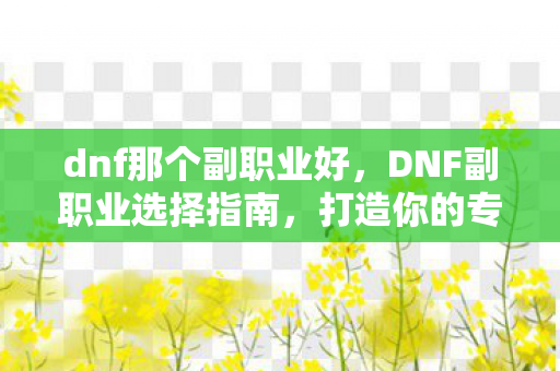 dnf那个副职业好,DNF副职业选择指南,打造你的专属职业之路 dnf那个副职业好,DNF副职业选择指南,打造你的专属职业之路