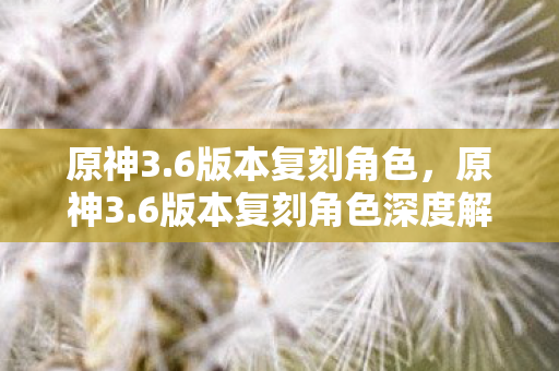 原神3.6版本复刻角色,原神3.6版本复刻角色深度解析,温迪、宵宫与神里绫华的再临 原神3.6版本复刻角色,原神3.6版本复刻角色深度解析,温迪、宵宫与神里绫华的再临