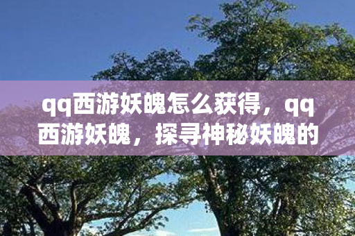 qq西游妖魄怎么获得,qq西游妖魄,探寻神秘妖魄的奇幻之旅 qq西游妖魄怎么获得,qq西游妖魄,探寻神秘妖魄的奇幻之旅