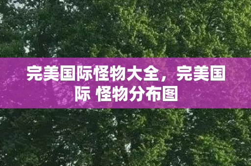 完美国际怪物大全,完美国际 怪物分布图 完美国际怪物大全,完美国际 怪物分布图