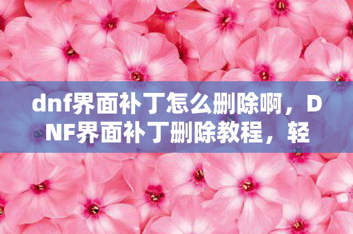 dnf界面补丁怎么删除啊,DNF界面补丁删除教程,轻松移除多余补丁 dnf界面补丁怎么删除啊,DNF界面补丁删除教程,轻松移除多余补丁