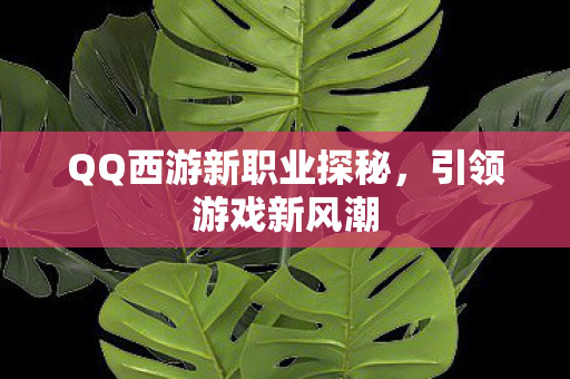 QQ西游新职业探秘,引领游戏新风潮 QQ西游新职业探秘,引领游戏新风潮
