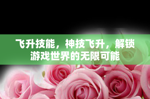 飞升技能,神技飞升,解锁游戏世界的无限可能 飞升技能,神技飞升,解锁游戏世界的无限可能