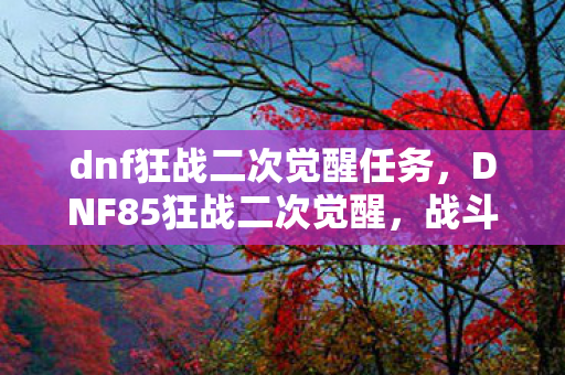 dnf狂战二次觉醒任务，DNF85狂战二次觉醒，战斗力的全面升级与解析