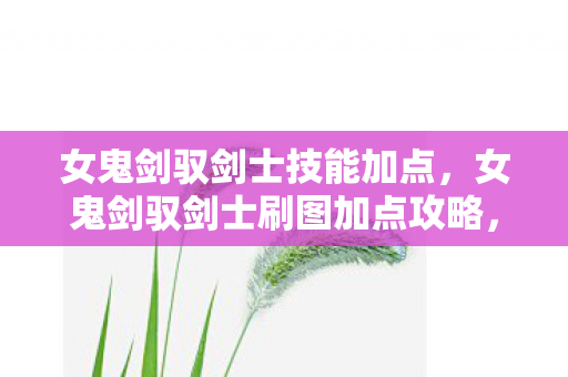 女鬼剑驭剑士技能加点,女鬼剑驭剑士刷图加点攻略,打造高效战斗体验 女鬼剑驭剑士技能加点,女鬼剑驭剑士刷图加点攻略,打造高效战斗体验