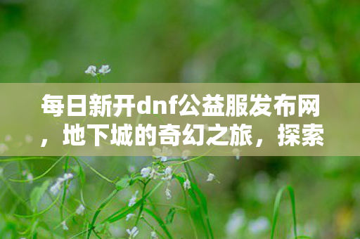 每日新开dnf公益服发布网,地下城的奇幻之旅,探索DNF私服的独特魅力 每日新开dnf公益服发布网,地下城的奇幻之旅,探索DNF私服的独特魅力