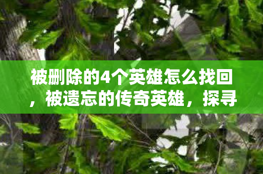 被删除的4个英雄怎么找回,被遗忘的传奇英雄,探寻游戏历史中的遗失篇章 被删除的4个英雄怎么找回,被遗忘的传奇英雄,探寻游戏历史中的遗失篇章