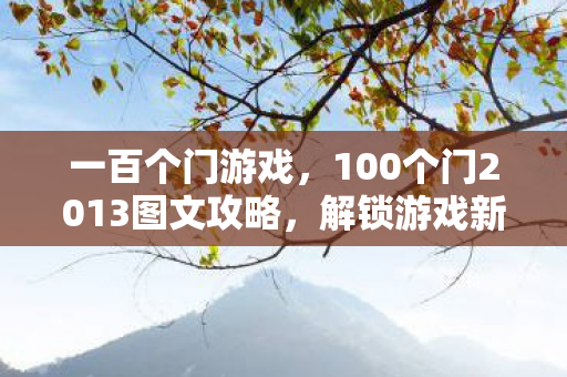 一百个门游戏，100个门2013图文攻略，解锁游戏新境界