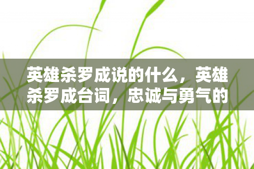 英雄杀罗成说的什么,英雄杀罗成台词,忠诚与勇气的赞歌 英雄杀罗成说的什么,英雄杀罗成台词,忠诚与勇气的赞歌
