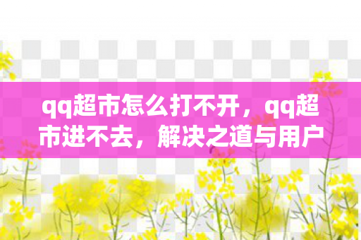 qq超市怎么打不开,qq超市进不去,解决之道与用户体验探讨 qq超市怎么打不开,qq超市进不去,解决之道与用户体验探讨