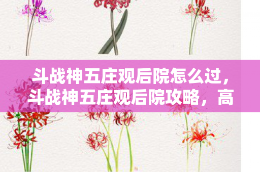 斗战神五庄观后院怎么过,斗战神五庄观后院攻略,高效战斗策略与技巧 斗战神五庄观后院怎么过,斗战神五庄观后院攻略,高效战斗策略与技巧