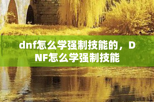 dnf怎么学强制技能的,DNF怎么学强制技能 dnf怎么学强制技能的,DNF怎么学强制技能