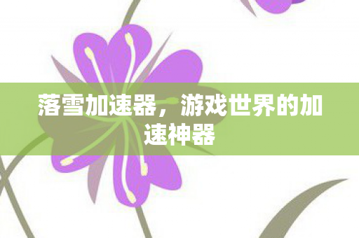 落雪加速器,游戏世界的加速神器 落雪加速器,游戏世界的加速神器