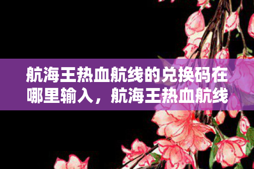 航海王热血航线的兑换码在哪里输入,航海王热血航线兑换码输入指南 航海王热血航线的兑换码在哪里输入,航海王热血航线兑换码输入指南