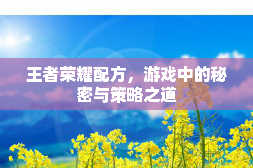 王者荣耀配方，游戏中的秘密与策略之道