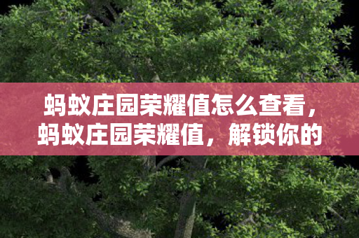 蚂蚁庄园荣耀值怎么查看,蚂蚁庄园荣耀值,解锁你的庄园新境界 蚂蚁庄园荣耀值怎么查看,蚂蚁庄园荣耀值,解锁你的庄园新境界