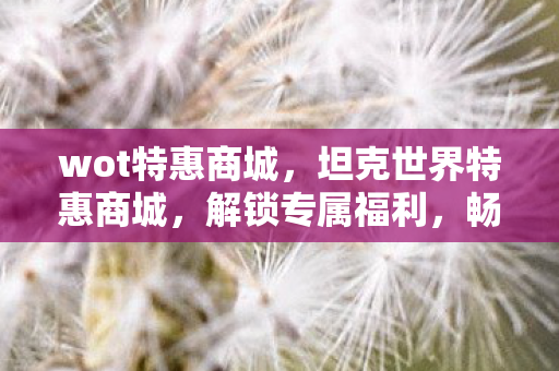 wot特惠商城，坦克世界特惠商城，解锁专属福利，畅享游戏新体验