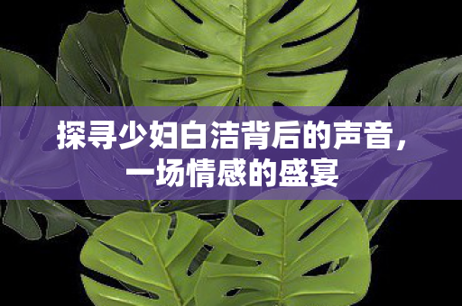 探寻少妇白洁背后的声音,一场情感的盛宴 探寻少妇白洁背后的声音,一场情感的盛宴