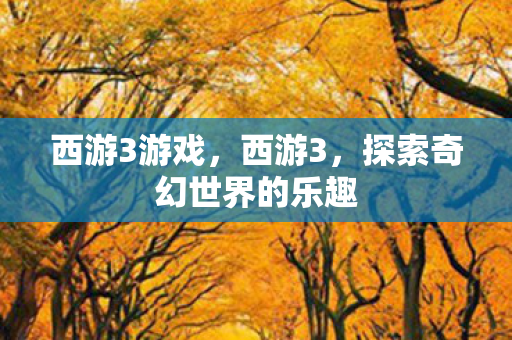 西游3游戏，西游3，探索奇幻世界的乐趣