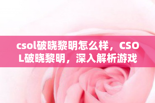 csol破晓黎明怎么样，CSOL破晓黎明，深入解析游戏内的未解之谜与BUG