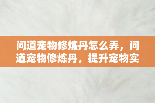 问道宠物修炼丹怎么弄,问道宠物修炼丹,提升宠物实力的神秘法宝 问道宠物修炼丹怎么弄,问道宠物修炼丹,提升宠物实力的神秘法宝