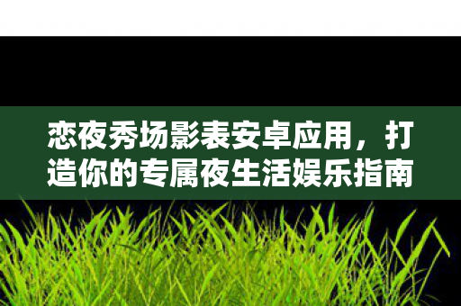 恋夜秀场影表安卓应用,打造你的专属夜生活娱乐指南 恋夜秀场影表安卓应用,打造你的专属夜生活娱乐指南