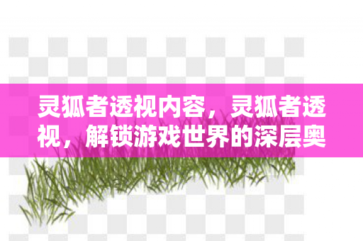 灵狐者透视内容，灵狐者透视，解锁游戏世界的深层奥秘