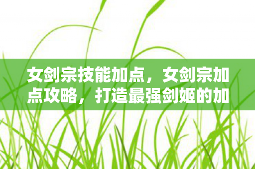 女剑宗技能加点，女剑宗加点攻略，打造最强剑姬的加点指南