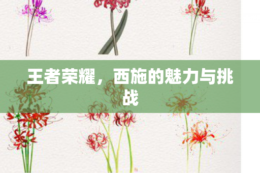 王者荣耀,西施的魅力与挑战 王者荣耀,西施的魅力与挑战