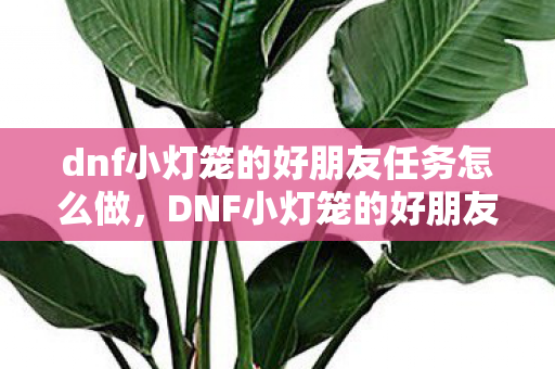 dnf小灯笼的好朋友任务怎么做,DNF小灯笼的好朋友,探索游戏内外的温馨互动 dnf小灯笼的好朋友任务怎么做,DNF小灯笼的好朋友,探索游戏内外的温馨互动
