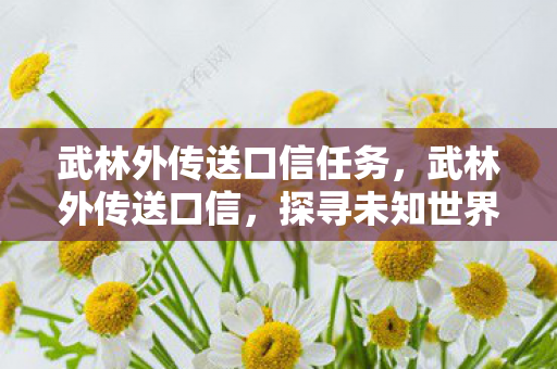 武林外传送口信任务,武林外传送口信,探寻未知世界的神秘之旅 武林外传送口信任务,武林外传送口信,探寻未知世界的神秘之旅